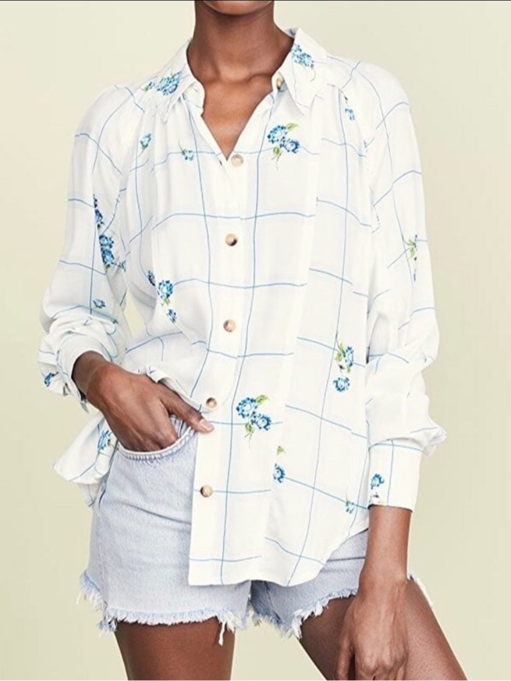 FREE PEOPLE Women’s Small “Window to my Heart” Flowy Button Down Blouse